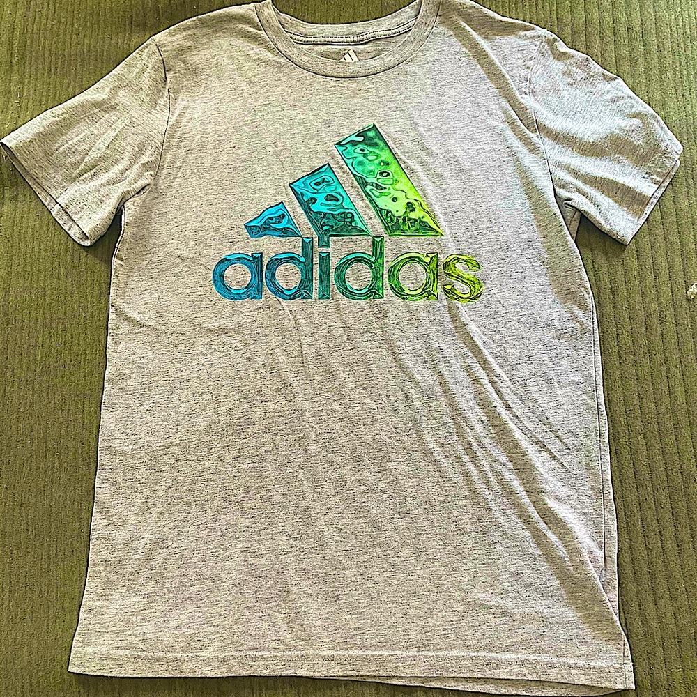 Adidas blue green reflective size: youth LG